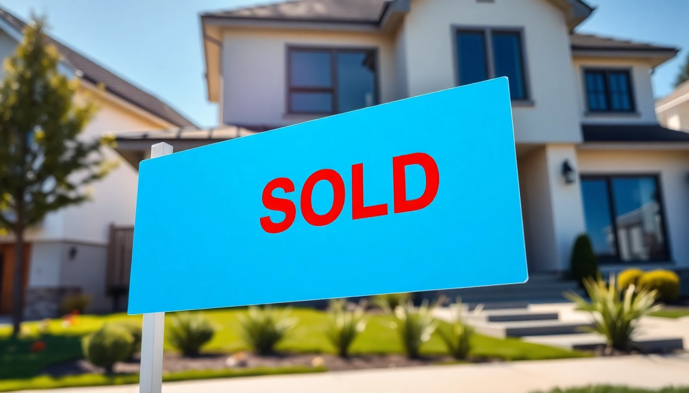 High-quality sold sign displayed prominently on a property with clear, bold lettering to attract attention effectively.
