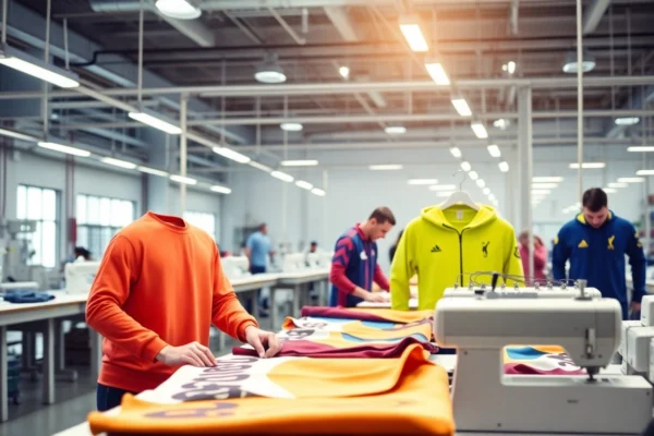 Private Label Custom Sportswear Manufacturer in Pakistan creating custom workout and team apparel with printing and sewing in a modern facility.