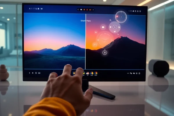 Revolutionizing Digital Creativity: The Power of Nano Banana AI in Image Editing Close-up of a futuristic AI editing interface showcasing before-and-after image comparisons using Nano Banana AI, with vibrant colors and holographic controls.