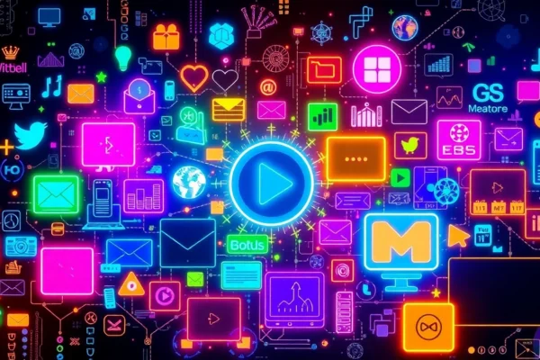 Liên minh KJC leading digital entertainment alliance with global connectivity and modern technology illustration.