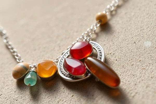Elegant necklace with real natural stones showcased prominently, highlighting naszyjnik z