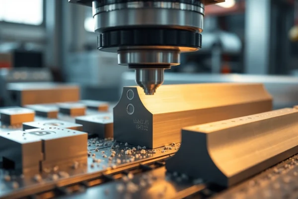 High-precision CNC milling machine performing usugi frezowania CNC on aluminum components with