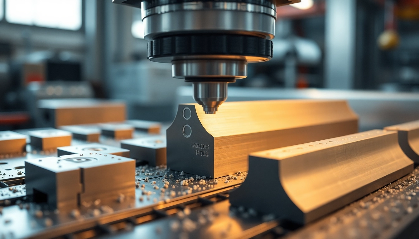 High-precision CNC milling machine performing usugi frezowania CNC on aluminum components with