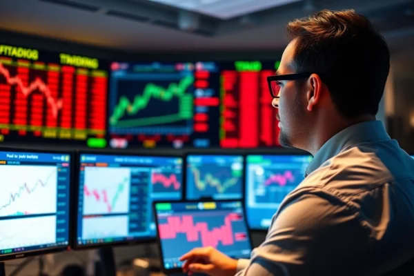 UK Trading Updates and stock market analysis featuring traders reviewing live market data and