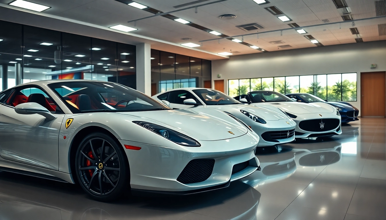 Auto sportive usate showcase featuring luxurious cars in a bright, modern setting with vibrant