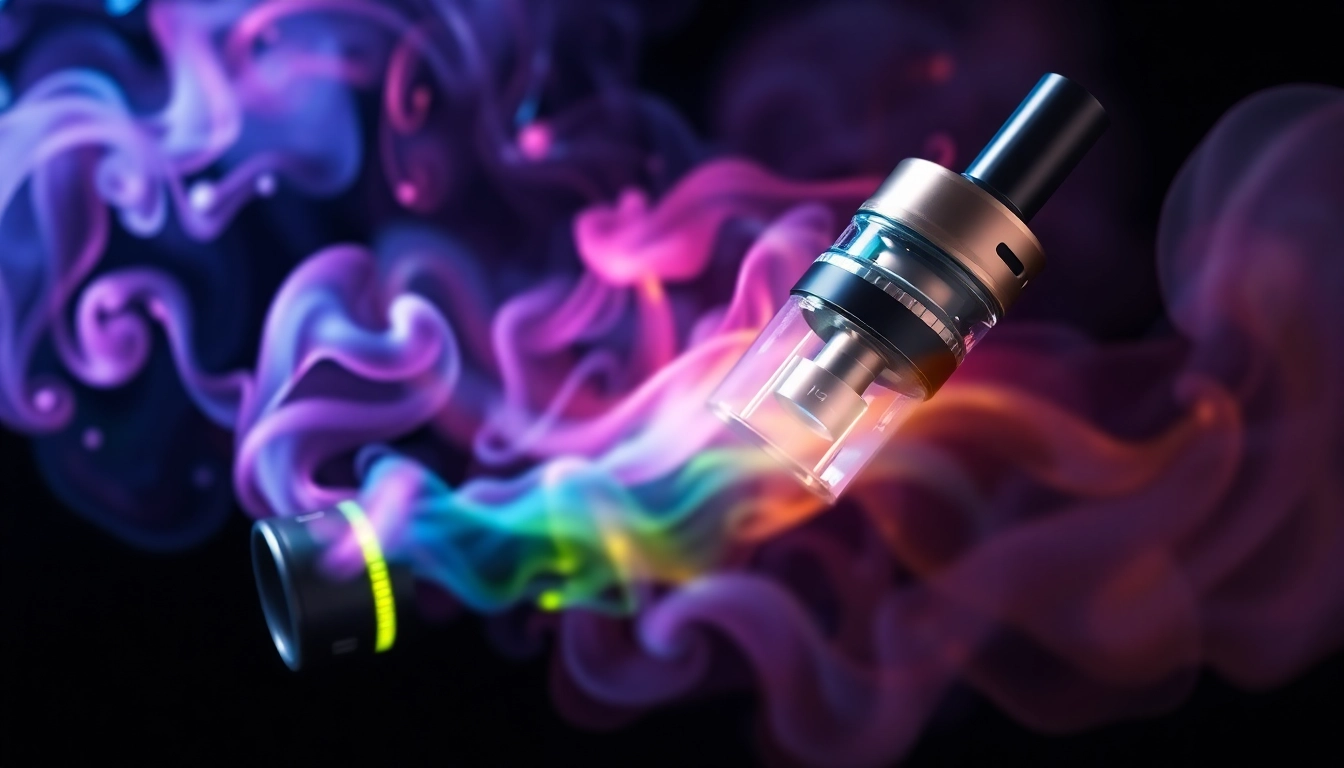 Professional e-cigarette device emitting colorful vapor for a modern vaping experience illustration