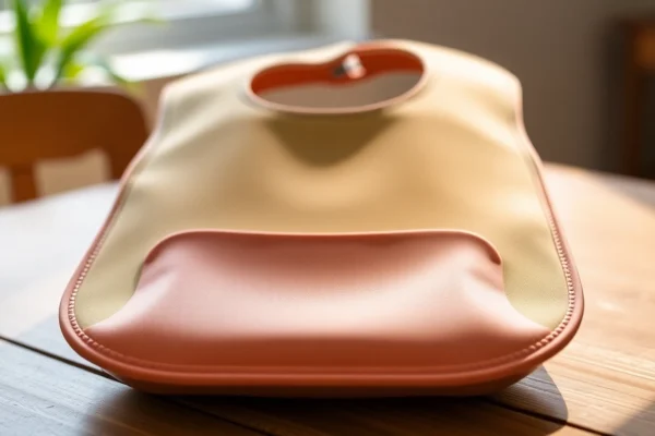Bathing with a silicone bib with pocket for children being used during mealtime in a cozy