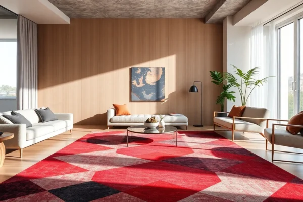 Stylish modern Tappeti moderni Milano placed in an elegant Milanese living room setting,