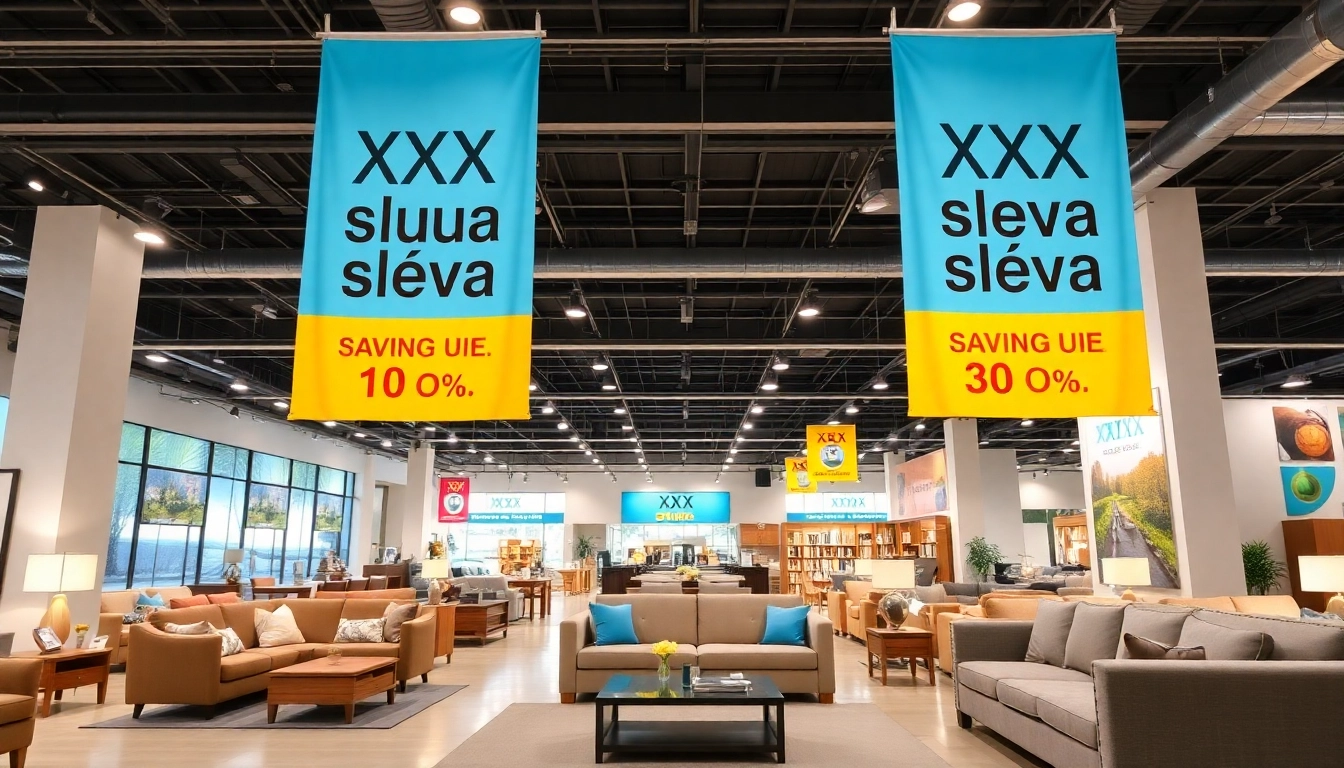 Highlight of XXXLutz sleva with discounted furniture and home accessories in a well-lit