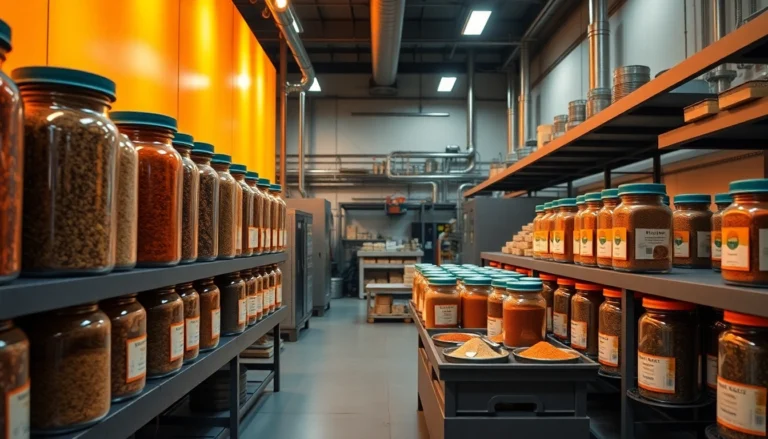 Suppliers showcase of a clean, modern spice manufacturing plant highlighting quality and